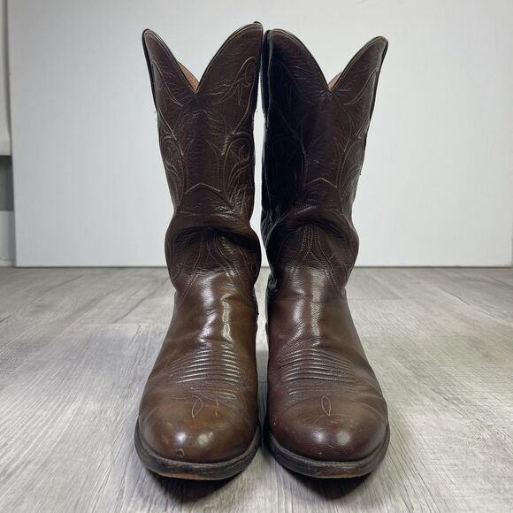 Lucchese Boots Brown Leather Western Cowboy Rodeo Mens Size 9.5 2E Wide W - Picture 2 of 14